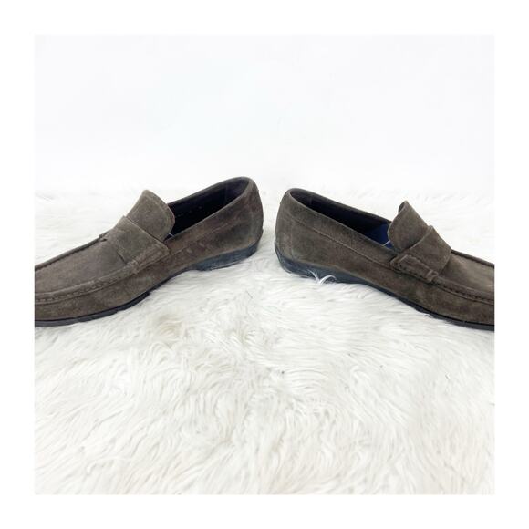 Salvatore Ferragamo Size 8 Brown Mens Suede Slip On Moc Toe Loafer Dress Shoes - Picture 7 of 11